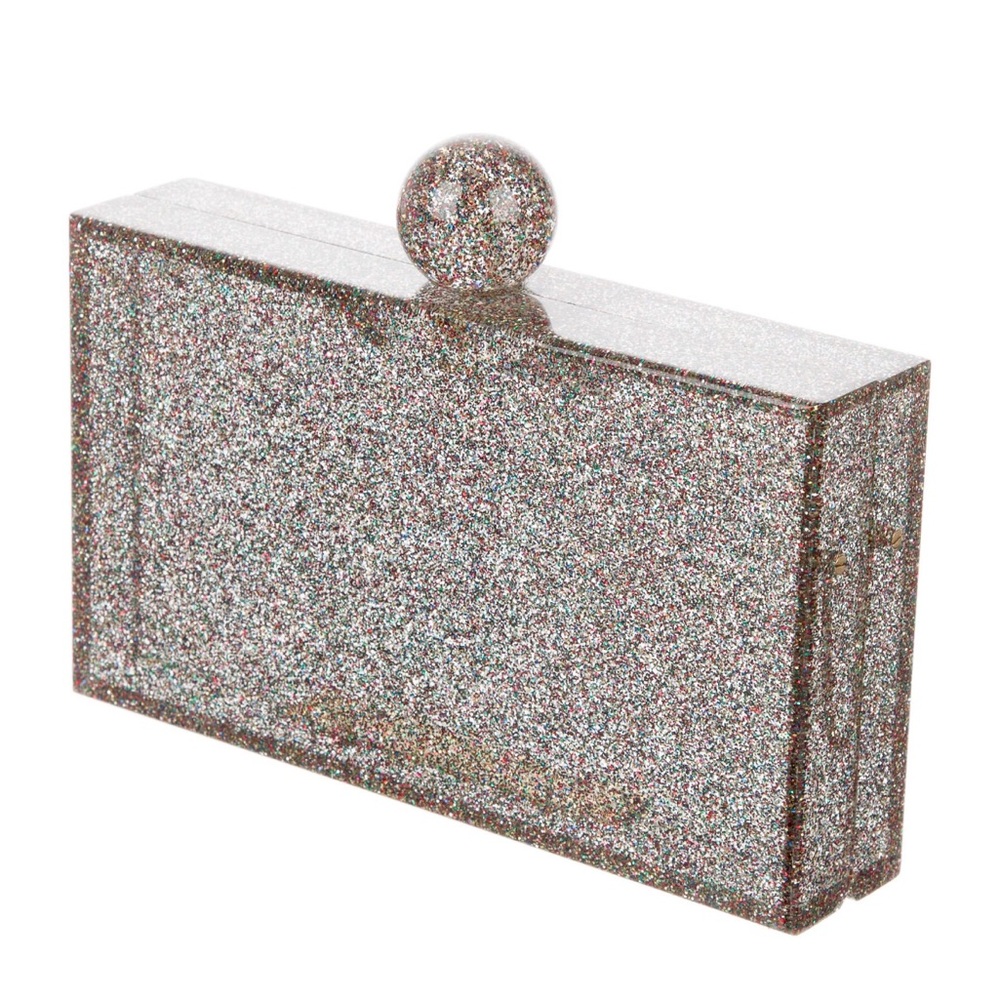 Charlotte Olympia Glitter Acrylic Box Clutch